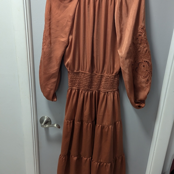Chic Long Sleeve Rust Dress - Picture 4 of 4